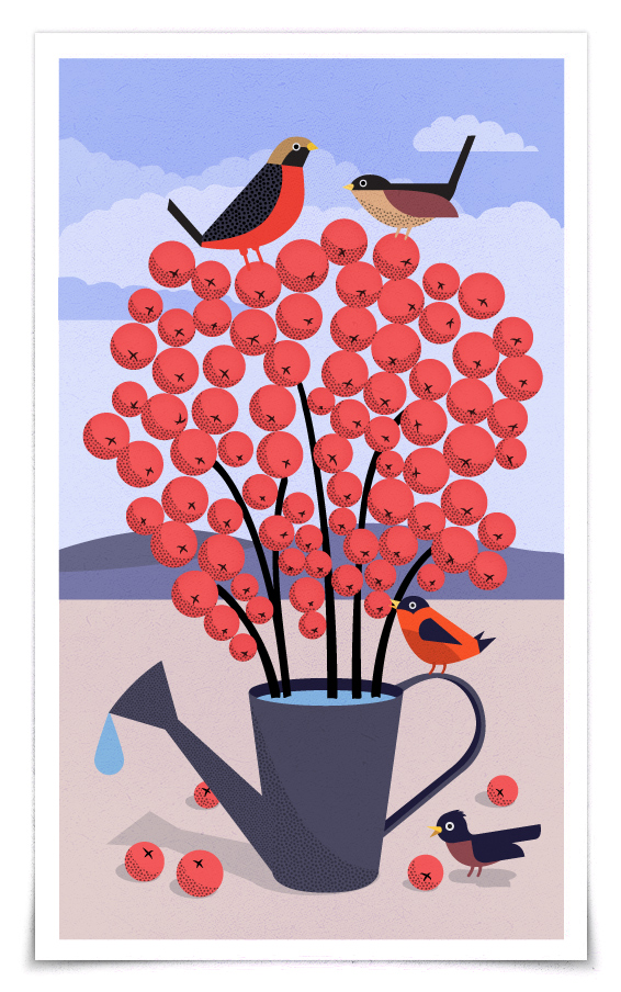 Chalet Birds Illustration